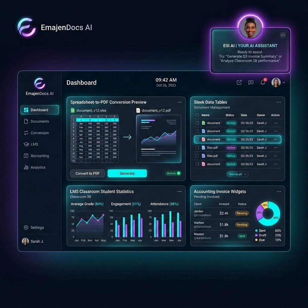 EmajenDocs LMS & Accounting Preview